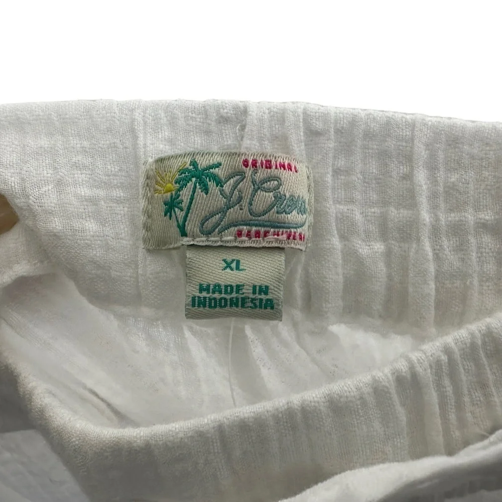 J Crew Women Drapey Crinkle-cotton Beach Pant XL White Wide Leg Gauzy Drawstring